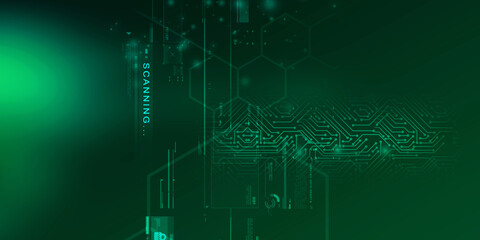 2d illustration Abstract futuristic electronic circuit technology background
