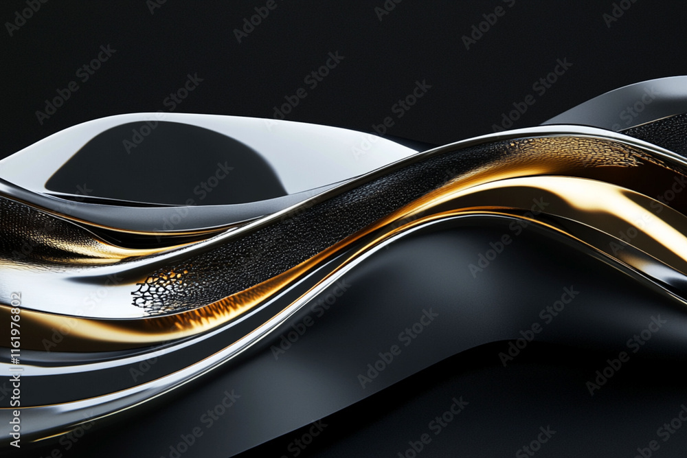Poster stylish abstract design featuring smooth metallic textures in a wave-like formation
