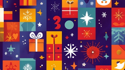 Colorful Geometric Holiday Design Featuring Number Thirty