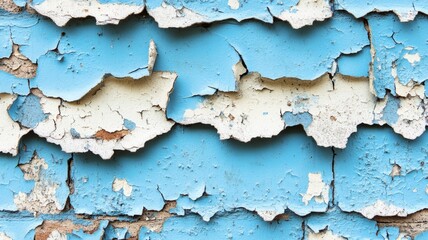 Fototapeta premium Peeling Blue Paint Reveals Aged Weathered Surface