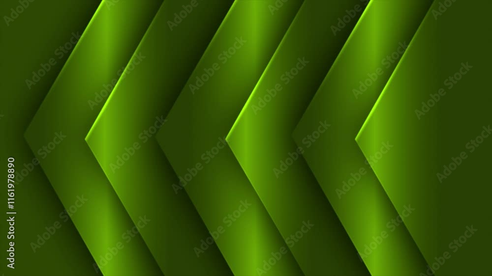 Poster lime green color rotating shiny and glossy hexagonal shapes luxury design loop able dark geometrical