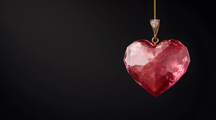 Obraz premium stunning glittering heart pendant, perfect for romantic jewelry lovers. This beautiful piece features faceted red gemstone, ideal for expressing love and affection