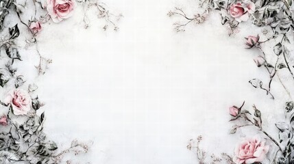 Elegant Floral Background with Soft Pink Roses and Delicate Branches