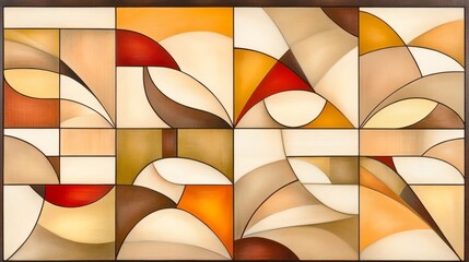 Abstract Geometric Composition in Warm Tones