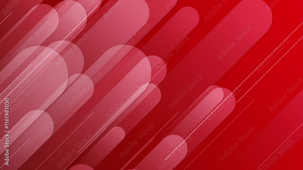 Poster red lines and shapes are moving from the bottom left of a gradient abstract background, horizontal c