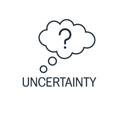 Uncertainty. Difficult choice, decision. Vector linear icon isolated on white background.