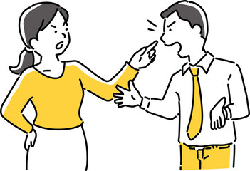 怒って言い合う男女