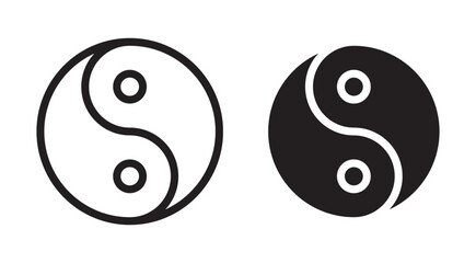 Yin yang icon vector icons set in black and blue format