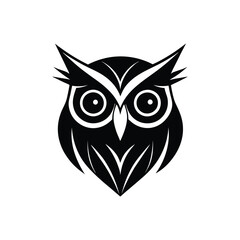 minimalist owl head logo with large expressive eye.eps
