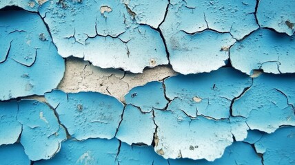 Obraz premium Cracked blue paint on weathered surface reveals aged texture