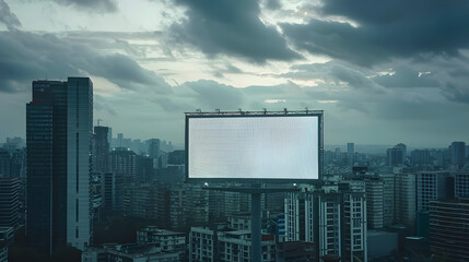 Outdoor blank white billboard mockup in an empty street, ideal for showcasing marketing projects, branding concepts, social media promotions