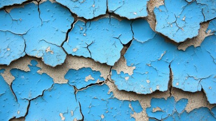 Obraz premium Cracked Blue Paint on Weathered Surface
