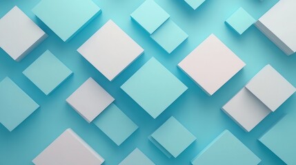 Abstract Geometric Shapes Blue and White Cubes