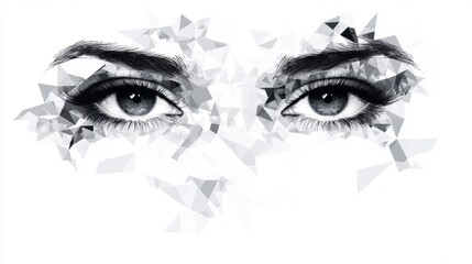 Fototapeta premium Abstract Geometric Woman's Eyes, Black and White