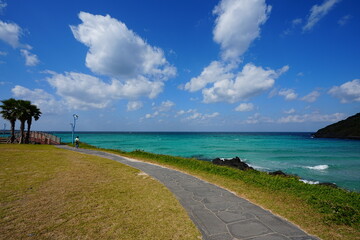 wonderful seascape with seaside walkway