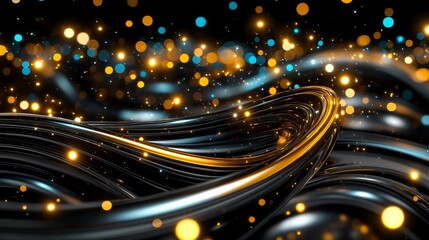 Obraz premium Abstract Golden and Black Swirling Energy Flow