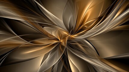 Obraz premium Abstract Golden Brown Swirling Floral Design