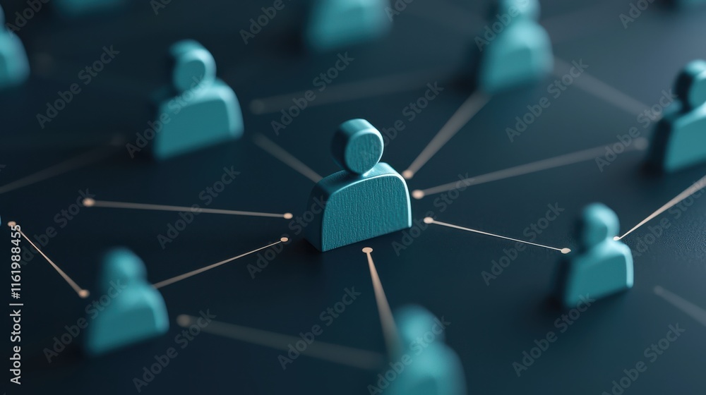 Aufkleber central figure surrounded by connected nodes, representing networking and collaboration in digital e