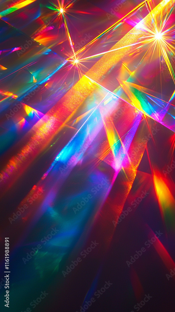 Wall mural vibrant prism light refraction abstract background