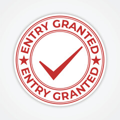 Entry Granted Stamp in red shade