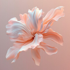 Obraz premium 3D bud in pastel peach shades that opens with volumetric movements of the petals