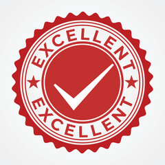 Red Rubber Stamp Design with Excellent Text and Check Mark