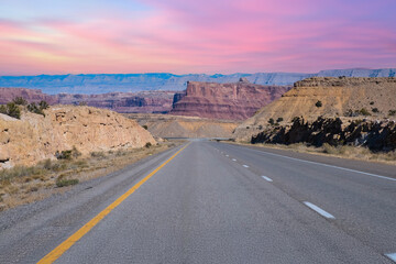 View from road trip, Highway in Utah mountains	