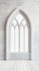 Fototapeta premium Vintage white rustic arch design with textured wall, ideal for weddings, events, or interior design projects