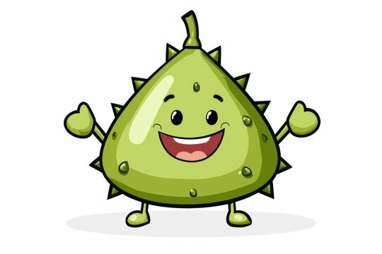 A cheerful, cartoonish green parval character with spikes, expressing happiness.