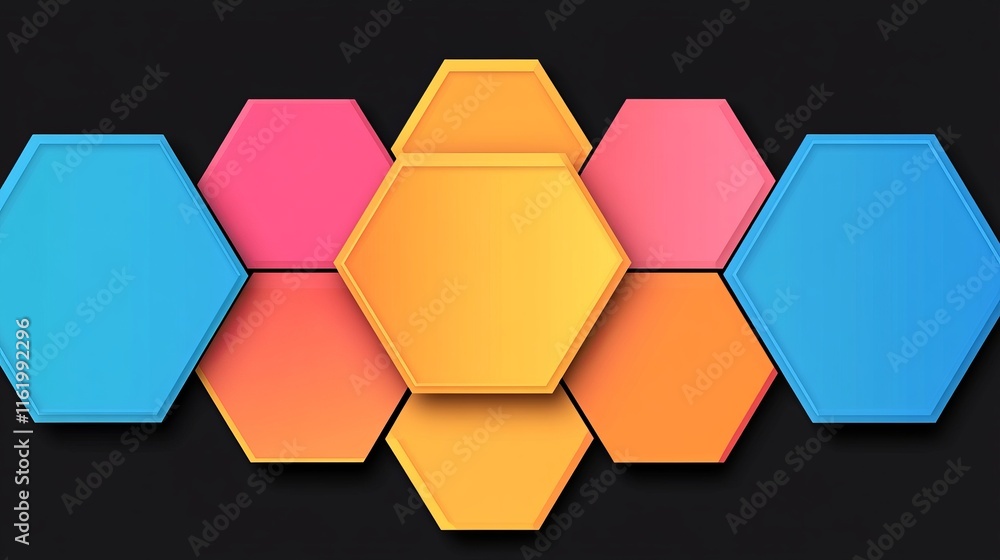 Poster abstract hexagon pattern design in vibrant hues