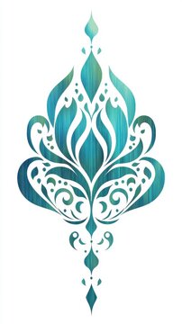 A decorative parvals design in teal tones, showcasing intricate patterns and shapes.