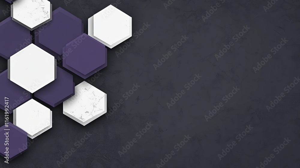 Poster abstract hexagon pattern on dark grey background