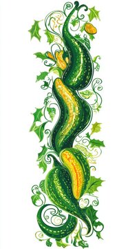 A decorative illustration of parvals intertwined with leafy vines.