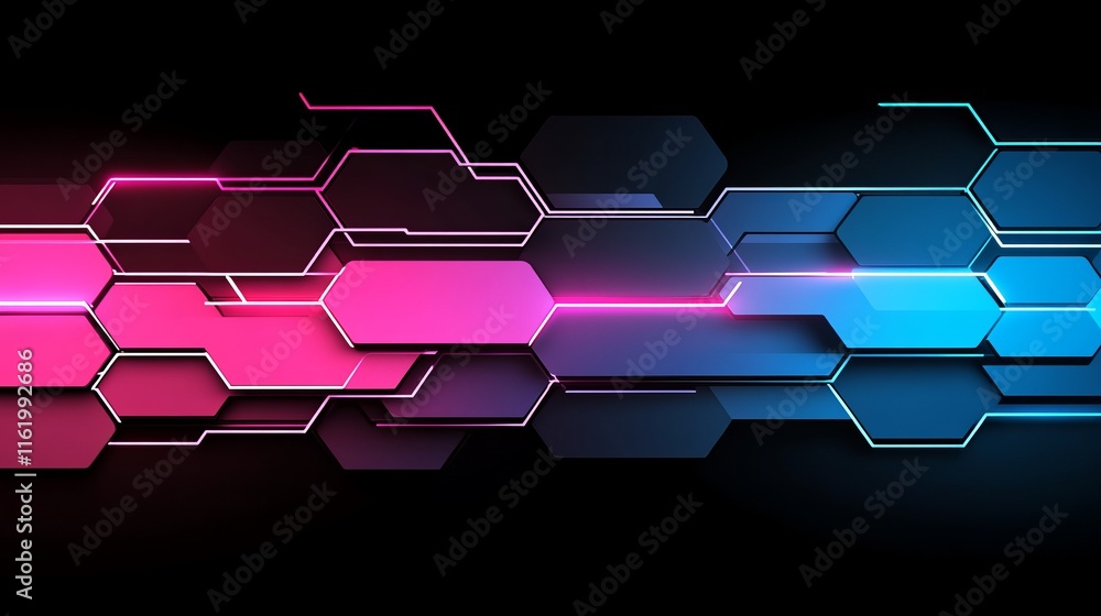 Poster abstract hexagon tech network background design
