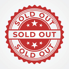 Sold out stamp in Grunge Red Shade