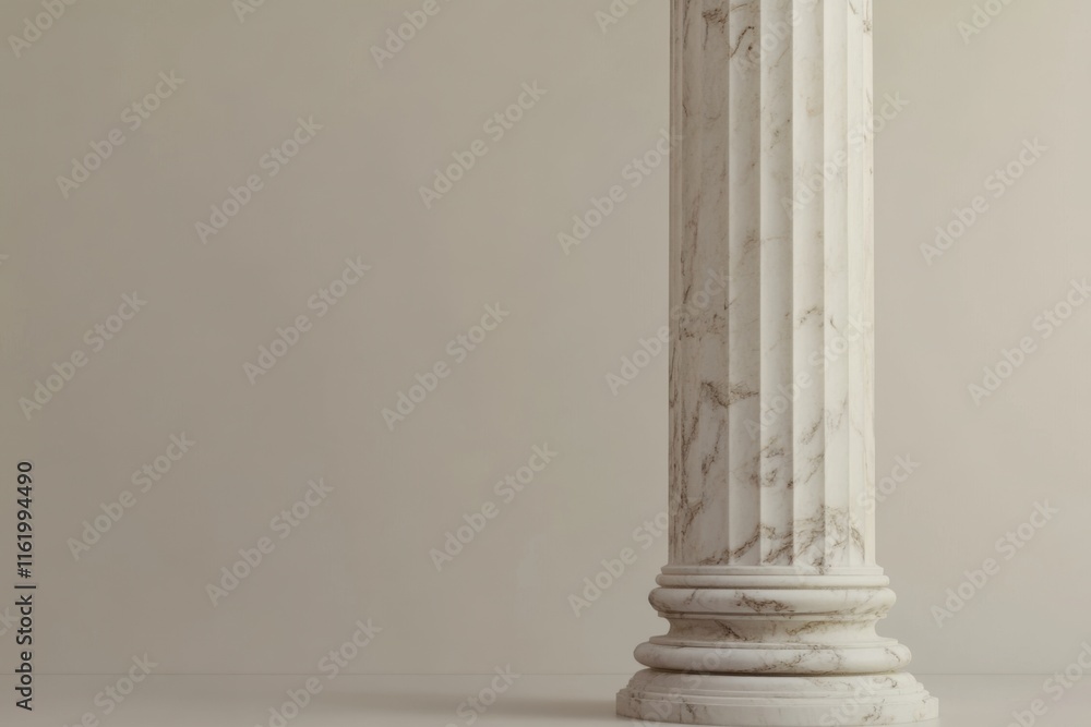 Poster elegant marble column against a neutral background: a study in classical architecture and minimalist