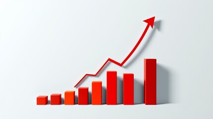 A 3D graph with an arrow pointing upward, symbolizing business growth, success, and economic progress