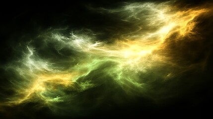Fototapeta premium Abstract Nebula Cosmic Clouds of Gold and Green