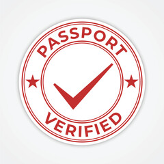 Red Passport Verified Stamp with Checkmark