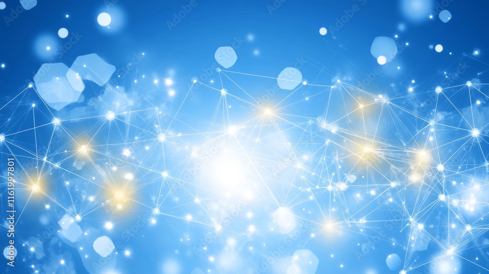 Poster abstract network connections blue digital data flow