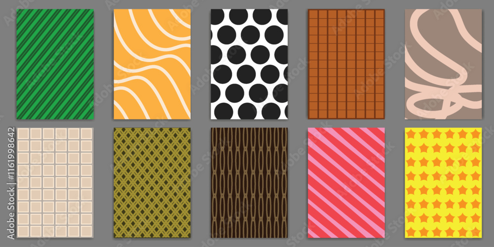 Poster collection of textured with simple and fun repeating vector illustration design background