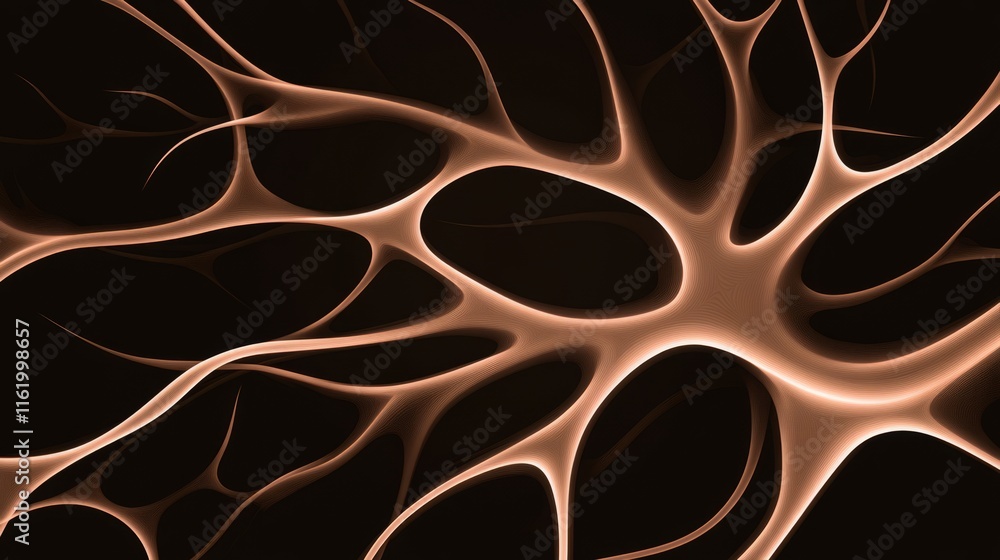 Poster abstract neural network glowing bronze structure