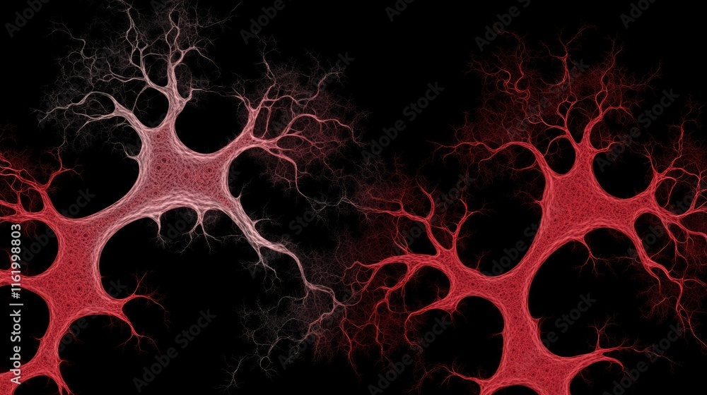 Aufkleber abstract neural network visualization red and white neurons