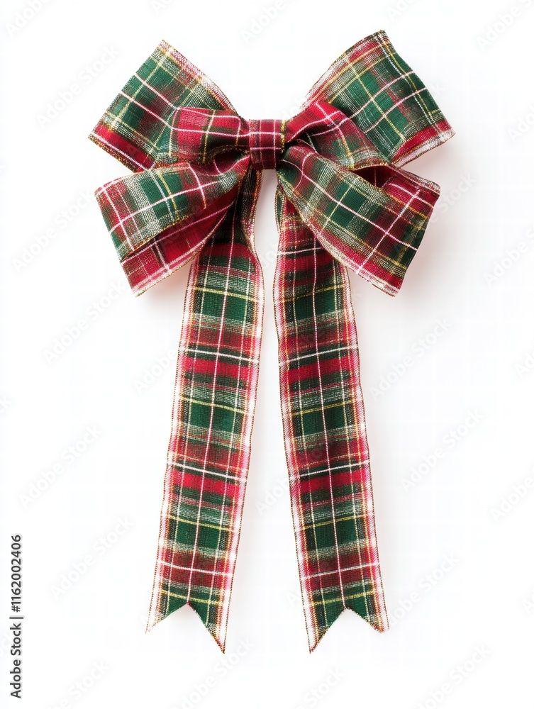 Aufkleber festive plaid christmas gift bow design with vibrant colors and ample space for personalized text or