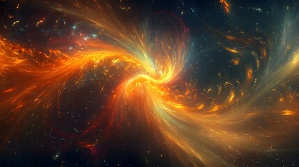 Naklejka premium A dynamic explosion of energy radiating outward from the center with colorful streaks lighting up the space