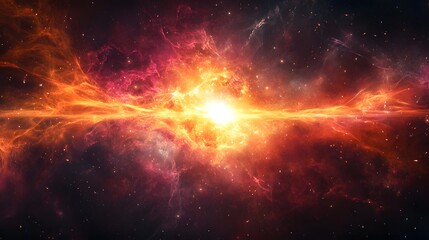 Fototapeta premium A dynamic explosion of energy at the core with colorful rays of light shooting outward creating movement