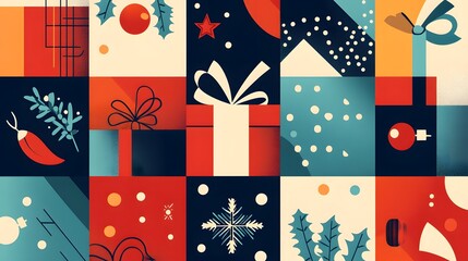 Obraz premium Abstract Christmas Gift Pattern Design Festive Collage