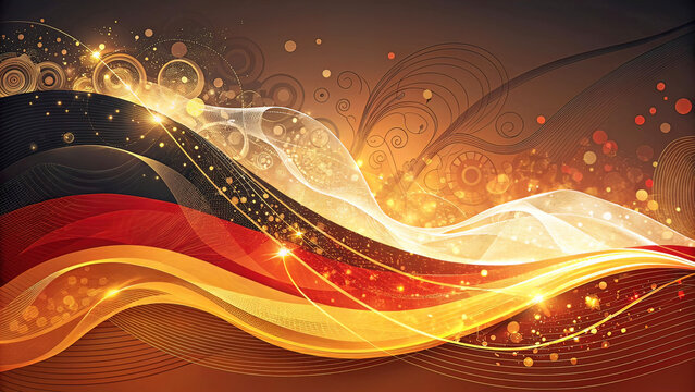 Black brown red gold abstract background. Color gradient blur flow liquid. neon glow. Linear wave. Design.