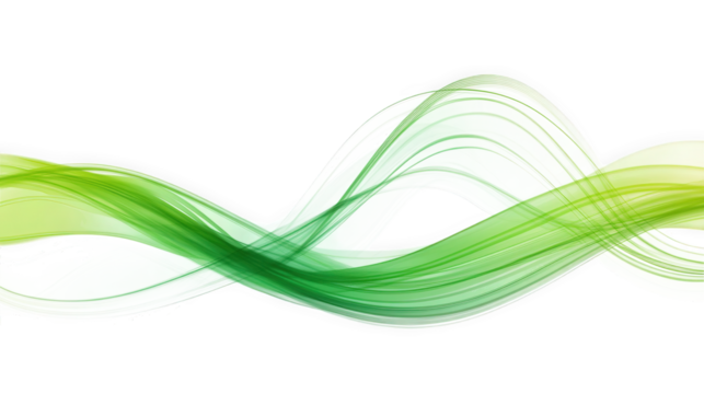 abstract green wave design on transparent background