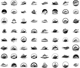 Set of Sailing ship and cruise ship logo
